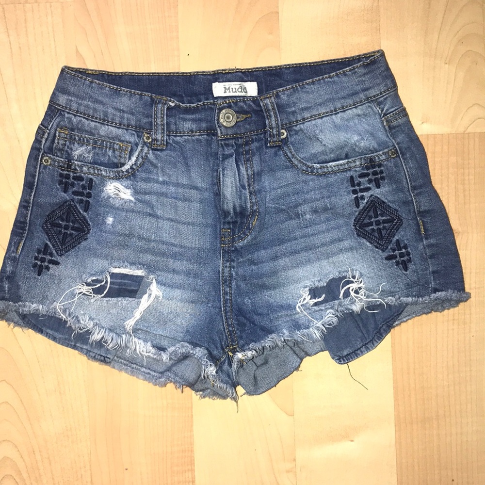 mudd high rise jean shorts